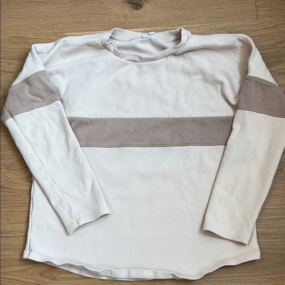 Cream and Tan Long Sleeve nursing  Shirt (postpartum)